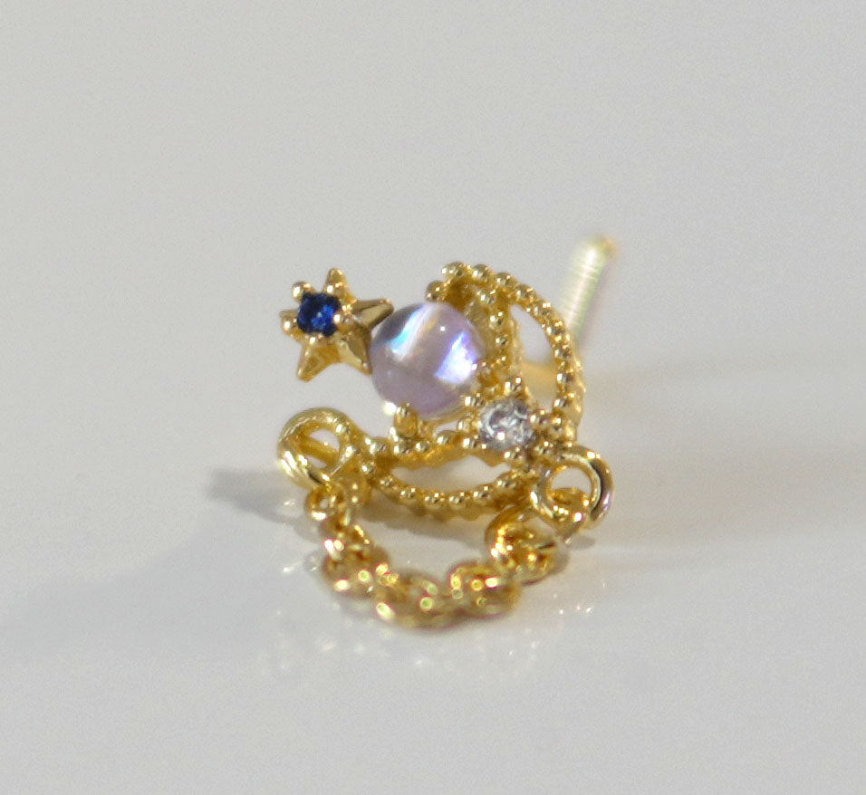 Chained Moon - L-Shape Nose Stud