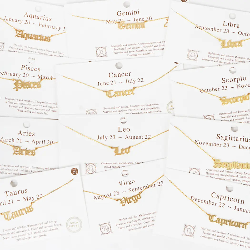 Gold-Dipped Zodiac Fashion Necklaces